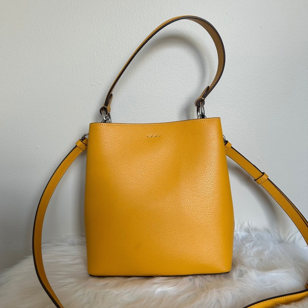 Coach Small Town Bucket Yellow Pebbled Leather Shoulder Bag 1011 - Picture 3 of 13
